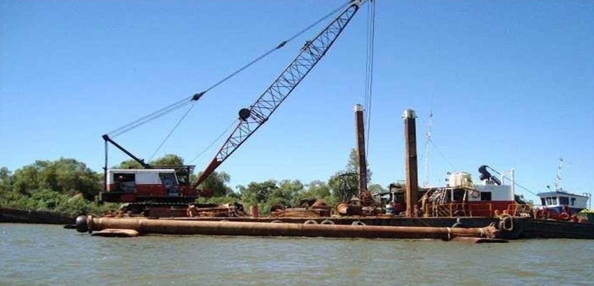 Pontón grúa · draga de balde 257